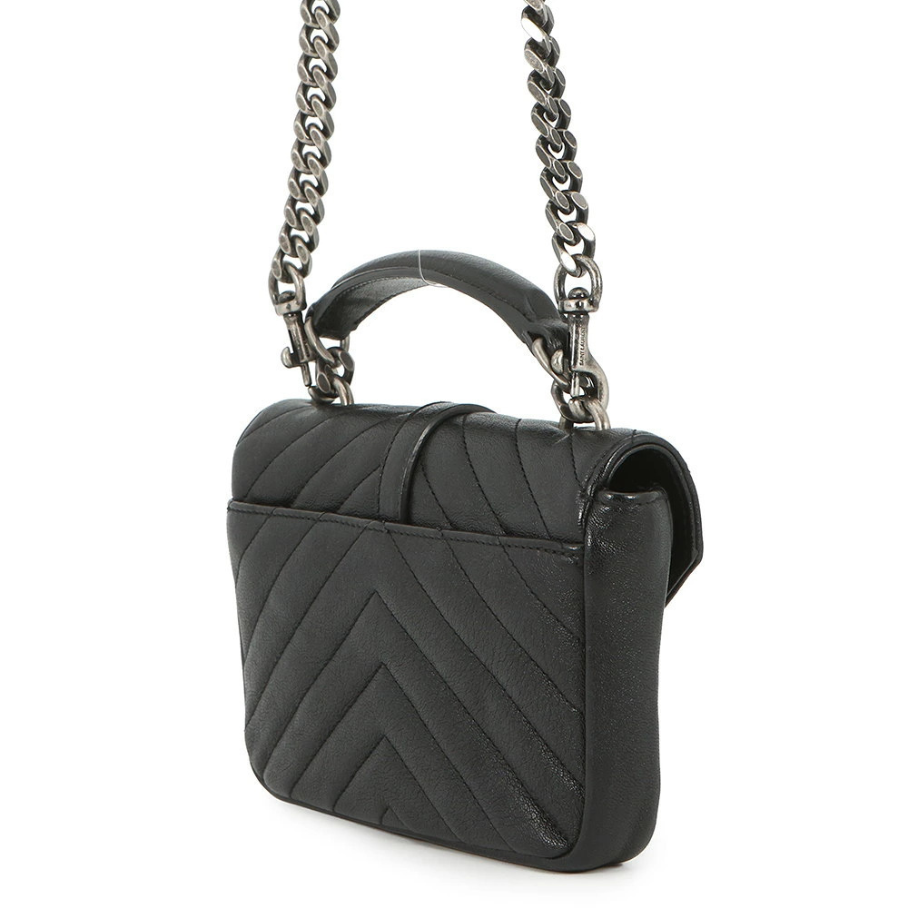 Saint Laurent Wallet Paris Leather College Chain Black